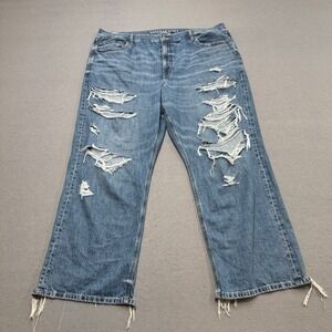 American Eagle Jeans Women's 20 Blue Denim Comfort Stretch Waistband Distressed